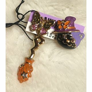 ANNA SUI - 新品未使用 タグ付き　アナスイ イヤリング ハロウィン 猫 ほうき　ネコ　蝶