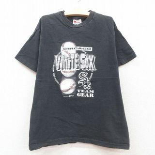 ヘインズ(Hanes)の古着 ヘインズ Hanes 半袖 ビンテージ Tシャツ キッズ ボーイズ 子供服 90年代 90s MLB シカゴホワイトソックス コットン クルーネック USA製 黒 ブラック メジャーリーグ ベースボール 野球 23may16(シャツ/カットソー)