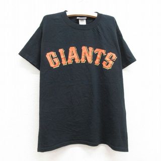 マジェスティック(Majestic)の古着 マジェスティック 半袖 Tシャツ キッズ ボーイズ 子供服 MLB ニューヨークジャイアンツ コットン クルーネック 黒 ブラック メジャーリーグ ベースボール 野球 23may16(シャツ/カットソー)