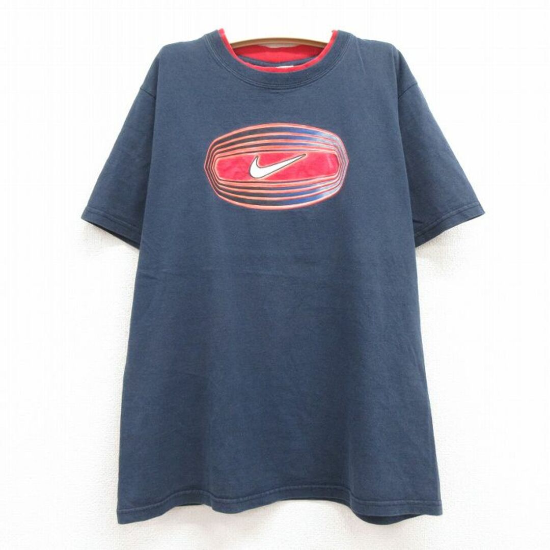 NIKE(ナイキ)の古着 ナイキ NIKE 半袖 ビンテージ Tシャツ キッズ ボーイズ 子供服 00年代 00s ビッグロゴ コットン クルーネック 紺 ネイビー 23may16 キッズ/ベビー/マタニティのベビー服(~85cm)(シャツ/カットソー)の商品写真