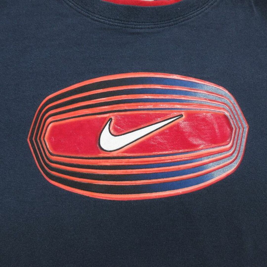 NIKE(ナイキ)の古着 ナイキ NIKE 半袖 ビンテージ Tシャツ キッズ ボーイズ 子供服 00年代 00s ビッグロゴ コットン クルーネック 紺 ネイビー 23may16 キッズ/ベビー/マタニティのベビー服(~85cm)(シャツ/カットソー)の商品写真