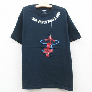 マーベル(MARVEL)の古着 半袖 Tシャツ キッズ ボーイズ 子供服 マーベル スパイダーマン コットン クルーネック 紺 ネイビー 23may18(シャツ/カットソー)