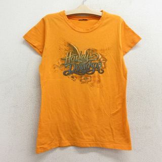 ハーレーダビッドソン(Harley Davidson)の古着 ハーレーダビッドソン Harley Davidson 半袖 Tシャツ キッズ ボーイズ 子供服 羽 ハイビスカス クルーネック オレンジ 23may19(シャツ/カットソー)