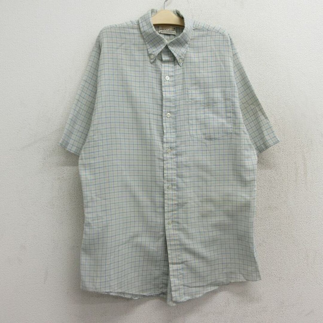 古着 ブレント 半袖 シャツ キッズ ボーイズ 子供服 70年代 70s ボタンダウン 薄緑系他 グリーン チェック 23may19 キッズ/ベビー/マタニティのベビー服(~85cm)(ジャケット/コート)の商品写真