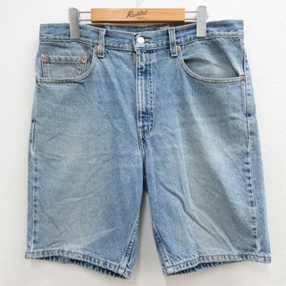 リーバイス(Levi's)のW34★古着 リーバイス Levis 505 ショート パンツ ショーツ メンズ 00年代 00s コットン 紺 ネイビー デニム 23may17 中古 ボトムス 短パン ショーパン ハーフ(ワークパンツ/カーゴパンツ)