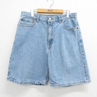 リーバイス(Levi's)のW36★古着 リーバイス Levis 550 ショート パンツ ショーツ メンズ コットン 紺 ネイビー デニム 23may17 中古 ボトムス 短パン ショーパン ハーフ(ワークパンツ/カーゴパンツ)