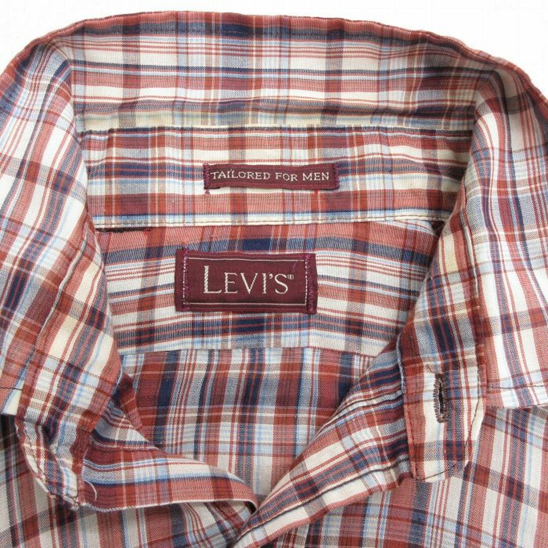 Levi's(リーバイス)のL★古着 リーバイス Levis 長袖 ブランド シャツ メンズ 80年代 80s 赤 レッド チェック 23may17 中古 トップス メンズのトップス(シャツ)の商品写真