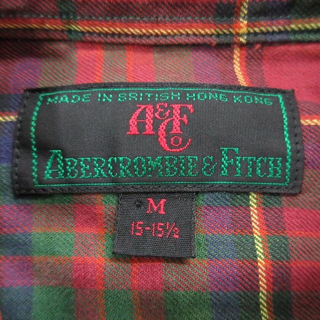 Abercrombie&Fitch(アバクロンビーアンドフィッチ)のL★古着 アバクロンビー Abercrombie&fitch 長袖 ブランド シャツ メンズ 80年代 80s 肩当て スエード使用 コットン エンジ他 チェック 23may20 中古 トップス メンズのトップス(シャツ)の商品写真