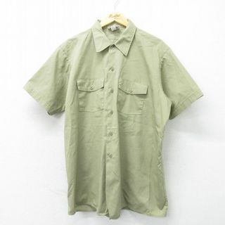 ディッキーズ(Dickies)のXL★古着 ディッキーズ Dickies 半袖 ワーク シャツ メンズ 90年代 90s 大きいサイズ ロング丈 USA製 ベージュ カーキ 23may16 中古 トップス(シャツ)