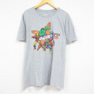 マーベル(MARVEL)のXL★古着 半袖 Tシャツ メンズ マーベル アベンジャーズ マイティソー ハルク クルーネック グレー 霜降り 23may16 中古(Tシャツ/カットソー(半袖/袖なし))