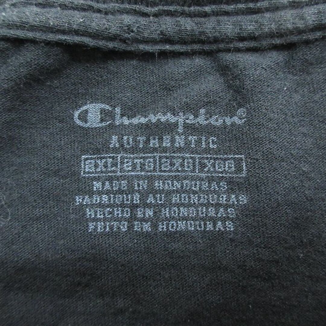 Champion(チャンピオン)のXL★古着 チャンピオン champion 半袖 ブランド Tシャツ メンズ ビッグロゴ 大きいサイズ クルーネック 黒 ブラック 23may17 中古 メンズのトップス(Tシャツ/カットソー(半袖/袖なし))の商品写真