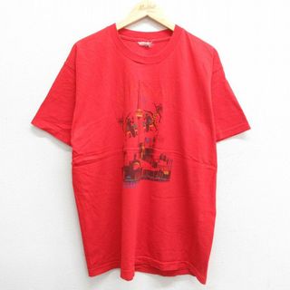 XL★古着 半袖 ビンテージ Tシャツ メンズ 90年代 90s カーニバル カナダ 大きいサイズ コットン クルーネック カナダ製 赤 レッド 23may18 中古(Tシャツ/カットソー(半袖/袖なし))