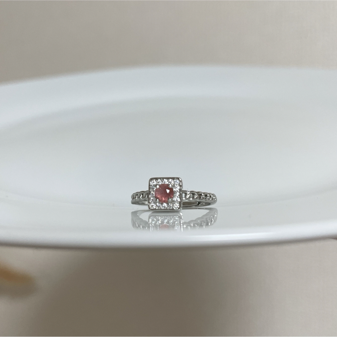トルマリン シルバー フリーサイズ 指輪 ジルコニア スクエア型 レディースのアクセサリー(リング(指輪))の商品写真