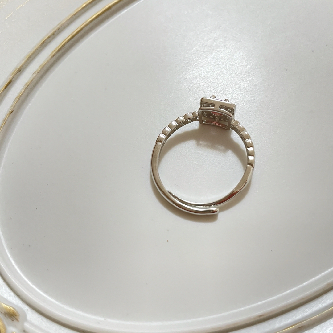 トルマリン シルバー フリーサイズ 指輪 ジルコニア スクエア型 レディースのアクセサリー(リング(指輪))の商品写真