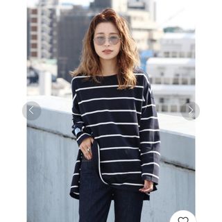 アングリッド(Ungrid)のUngrid ボーダー　カットソー　L〜XL ビックシルエット(Tシャツ(長袖/七分))