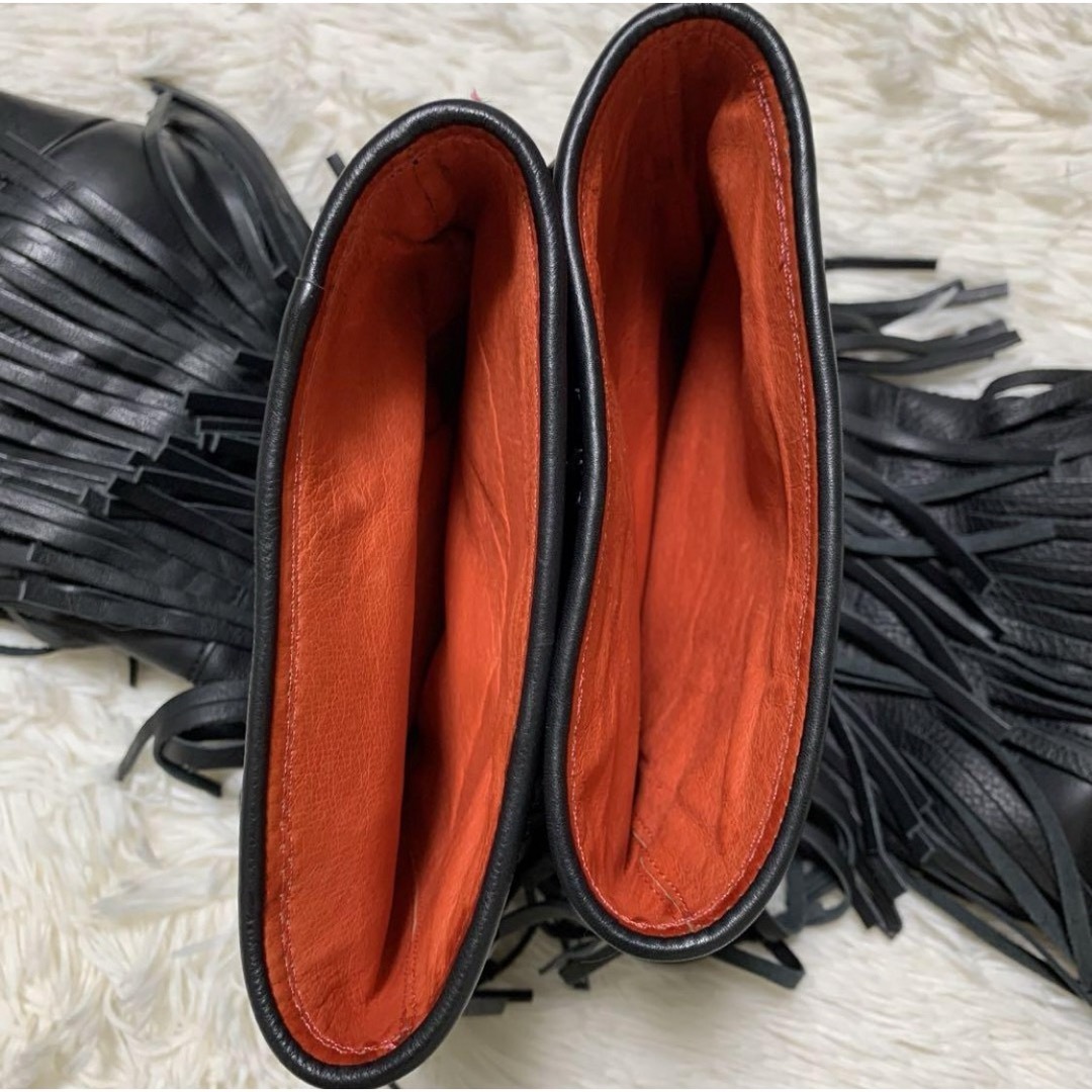 ANNA SUI(アナスイ)の【良品】ANNA SUI WORLD レザー フリンジ ロングブーツ レディースの靴/シューズ(ブーツ)の商品写真