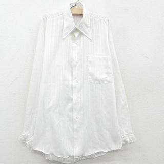 古着 シアーズ 長袖 シャツ キッズ ボーイズ 子供服 フリル 白 ホワイト ストライプ 【spe】 23may24(シャツ/カットソー)