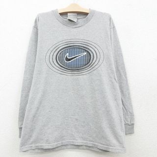 ナイキ(NIKE)の古着 ナイキ NIKE 長袖 ビンテージ Tシャツ キッズ ボーイズ 子供服 00年代 00s ビッグロゴ クルーネック グレー 霜降り 23may24(シャツ/カットソー)