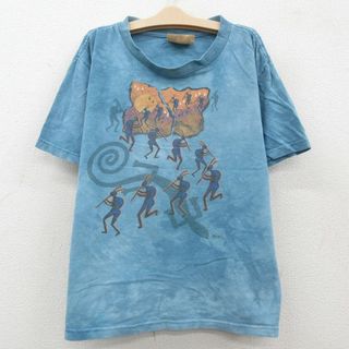 古着 半袖 Tシャツ キッズ ボーイズ 子供服 ココペリ ホピ族 コットン クルーネック 薄紺 ネイビー タイダイ 23may26(シャツ/カットソー)