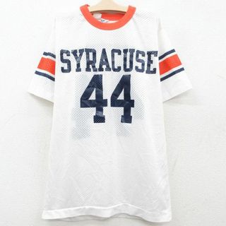 チャンピオン(Champion)の古着 チャンピオン champion 半袖 ビンテージ Tシャツ キッズ ボーイズ 子供服 70年代 70s シラキュース メッシュ地 クルーネック USA製 白他 ホワイト 【spe】 23may26(シャツ/カットソー)