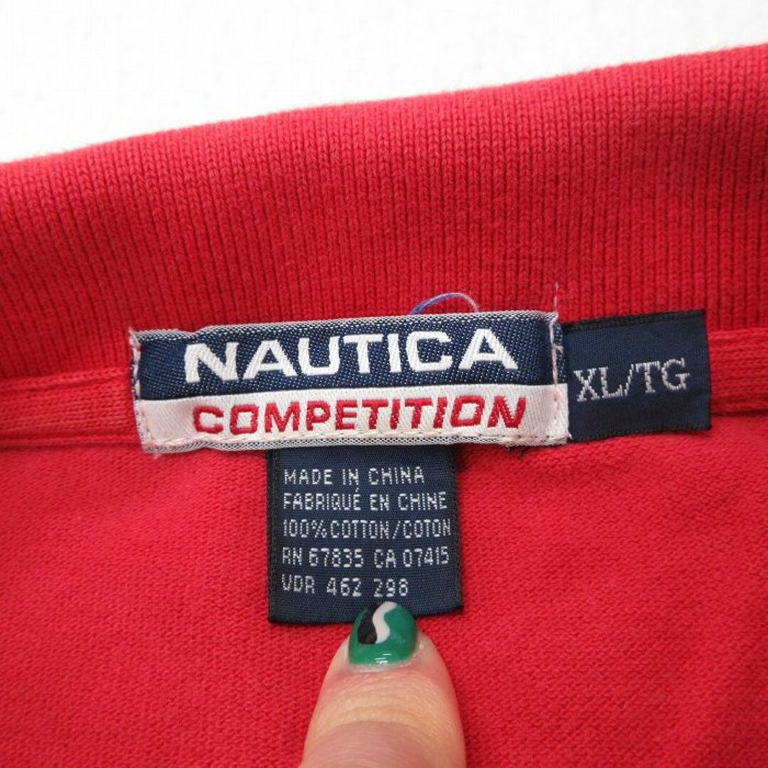 NAUTICA(ノーティカ)のXL★古着 ノーティカ NAUTICA 半袖 ブランド ポロ シャツ メンズ 90年代 90s ワンポイントロゴ コンペティション 鹿の子 大きいサイズ コットン 赤他 レッド 23may22 中古 トップス メンズのトップス(ポロシャツ)の商品写真