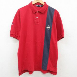 ノーティカ(NAUTICA)のXL★古着 ノーティカ NAUTICA 半袖 ブランド ポロ シャツ メンズ 90年代 90s ワンポイントロゴ コンペティション 鹿の子 大きいサイズ コットン 赤他 レッド 23may22 中古 トップス(ポロシャツ)