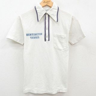 チャンピオン(Champion)のXS★古着 チャンピオン champion 半袖 ブランド ポロ シャツ メンズ 70年代 70s テニス 鹿の子 USA製 白他 ホワイト 23may22 中古 トップス(ポロシャツ)