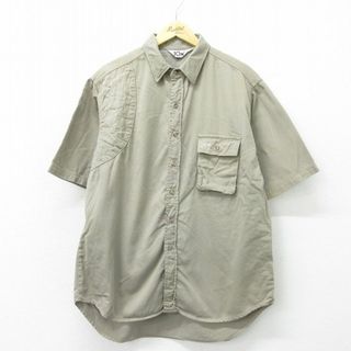 XL★古着 10X 半袖 ハンティング シャツ メンズ 80年代 80s 大きいサイズ USA製 ベージュ カーキ 23may24 中古 トップス(シャツ)