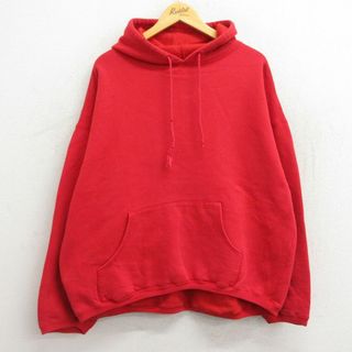 XL★古着 マルボロ 長袖 スウェット パーカー メンズ 90年代 90s 無地 大きいサイズ 赤 レッド 23may27 中古 スエット トレーナー トップス(パーカー)