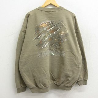 XL★古着 長袖 スウェット メンズ 00年代 00s ハンター 大きいサイズ コットン ベージュ カーキ 【spe】 23may27 中古 スエット トレーナー トップス(パーカー)