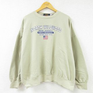 XL★古着 長袖 スウェット メンズ 00年代 00s ニュージャージー 大きいサイズ クルーネック 薄緑 グリーン 23may31 中古 スエット トレーナー トップス(パーカー)