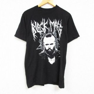 L★古着 半袖 Tシャツ メンズ ワールドプロレスリング ブラウンストローマン コットン クルーネック 黒 ブラック 23may23 中古(Tシャツ/カットソー(半袖/袖なし))