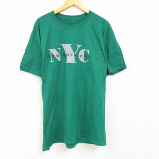 L★古着 半袖 Tシャツ メンズ NYC コットン クルーネック 緑 グリーン 23may26 中古(Tシャツ/カットソー(半袖/袖なし))