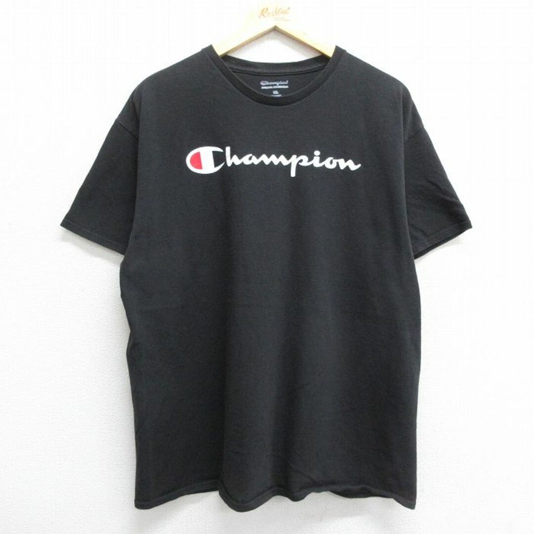 Champion(チャンピオン)のXL★古着 チャンピオン 半袖 ブランド Tシャツ メンズ ビッグロゴ コットン クルーネック 黒 ブラック 23may24 中古 メンズのトップス(Tシャツ/カットソー(半袖/袖なし))の商品写真