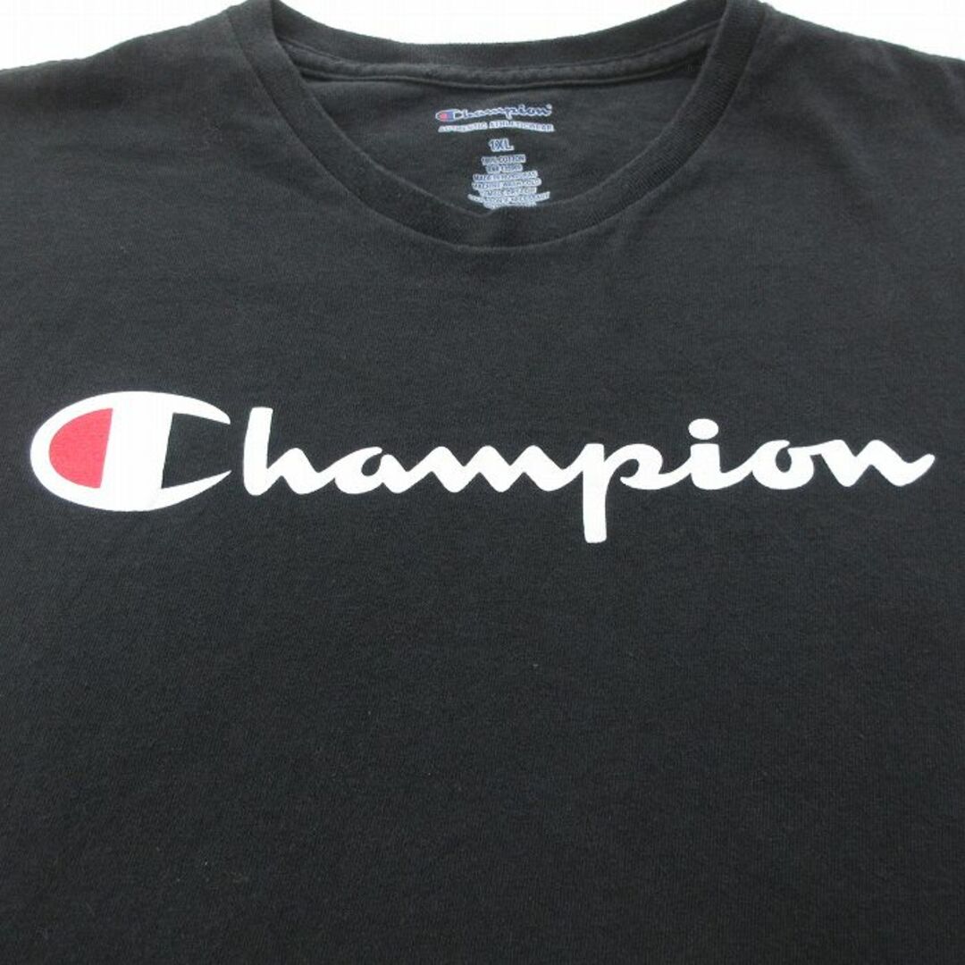 Champion(チャンピオン)のXL★古着 チャンピオン 半袖 ブランド Tシャツ メンズ ビッグロゴ コットン クルーネック 黒 ブラック 23may24 中古 メンズのトップス(Tシャツ/カットソー(半袖/袖なし))の商品写真