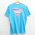 M★古着 コロンビア COLUMBIA 半袖 ブランド Tシャツ メンズ ワンポイントロゴ PFG コットン クルーネック 水色 23may27 中古