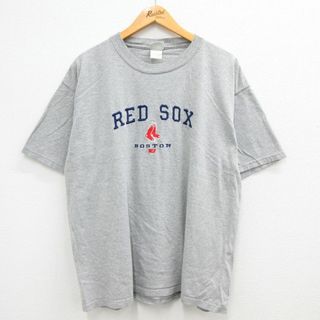 リー(Lee)のXL★古着 リー Lee 半袖 ビンテージ Tシャツ メンズ 00年代 00s MLB ボストンレッドソックス 刺繍 大きいサイズ コットン クルーネック グレー 霜降り メジャーリーグ ベースボール 野球 23may24 中古(Tシャツ/カットソー(半袖/袖なし))