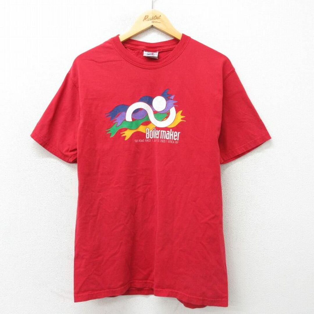 M★古着 半袖 ビンテージ Tシャツ メンズ 00年代 00s ロードレース 赤 レッド 23may24 中古 メンズのトップス(Tシャツ/カットソー(半袖/袖なし))の商品写真