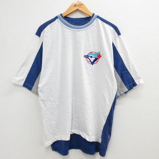 スターター(STARTER)のXL★古着 スターター STARTER 半袖 ビンテージ Tシャツ メンズ 00年代 00s MLB トロントブルージェイズ 刺繍 クルーネック 白他 ホワイト メジャーリーグ ベースボール 野球 23may26 中古(Tシャツ/カットソー(半袖/袖なし))