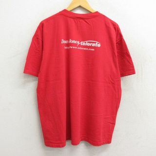 XL★古着 半袖 ビンテージ Tシャツ メンズ 90年代 90s telerate 大きいサイズ コットン クルーネック 赤 レッド 23may27 中古(Tシャツ/カットソー(半袖/袖なし))