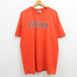 ナイキ(NIKE)のXL★古着 ナイキ NIKE 半袖 ビンテージ Tシャツ メンズ 00年代 00s バージニア 大きいサイズ コットン クルーネック オレンジ 23may29 中古(Tシャツ/カットソー(半袖/袖なし))