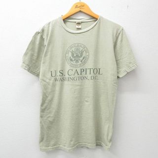 L★古着 半袖 ビンテージ Tシャツ メンズ 00年代 00s ワシントンD.C. ワシ コットン クルーネック USA製 薄緑系 グリーン 23may29 中古(Tシャツ/カットソー(半袖/袖なし))