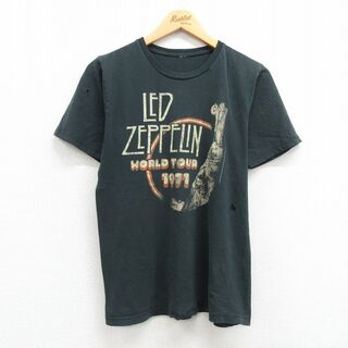 M★古着 半袖 ビンテージ ロック バンド Tシャツ メンズ 00年代 00s レッドツェッペリン クルーネック 黒 ブラック 23may27 中古(Tシャツ/カットソー(半袖/袖なし))