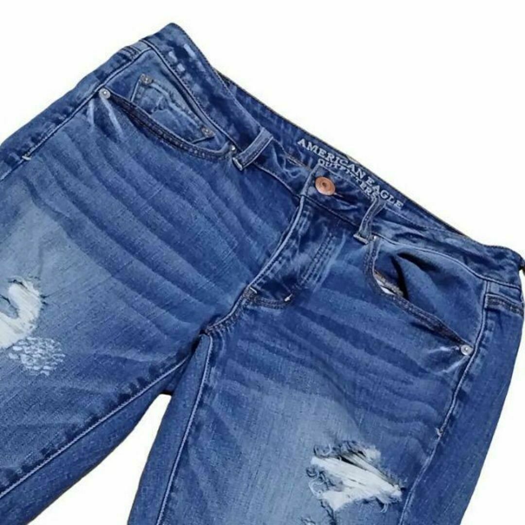 American Eagle(アメリカンイーグル)のアメリカンイーグル BOY CROP US6 ウエスト78cm ダメージ加工 L レディースのパンツ(デニム/ジーンズ)の商品写真