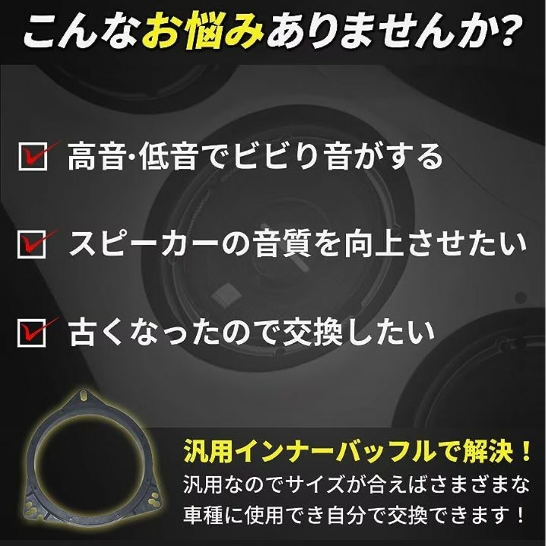 【2個セット】インナーバッフル スピーカー 汎用 車 バッフルボード カー 自動車/バイクの自動車(カーオーディオ)の商品写真