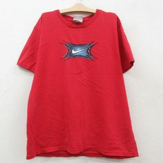 ナイキ(NIKE)の古着 ナイキ NIKE 半袖 ビンテージ Tシャツ キッズ ボーイズ 子供服 00年代 00s ビッグロゴ コットン クルーネック 赤 レッド 23jun02(シャツ/カットソー)