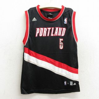 古着 アディダス adidas タンクトップ キッズ ボーイズ 子供服 NBA ポートランドトレイルブレイザーズ ルディフェルナンデス 5 メッシュ地 クルーネック 黒 ブラック バスケットボール ユニフォーム ゲームシャツ 23jun08