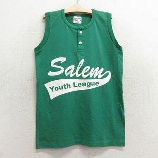 古着 ビンテージ ノースリーブ Tシャツ キッズ ボーイズ 子供服 90年代 90s Salem SIGNORE 5 ヘンリーネック USA製 緑 グリーン 23jun08(シャツ/カットソー)