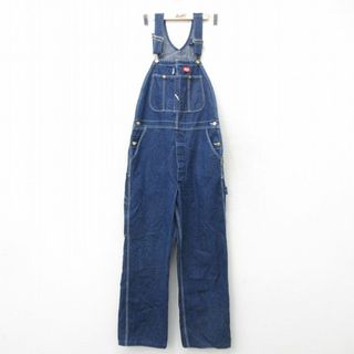 ディッキーズ(Dickies)のW36★古着 ディッキーズ Dickies オーバーオール メンズ 90年代 90s コットン USA製 紺 ネイビー デニム 23jun02 中古 ボトムス(サロペット/オーバーオール)