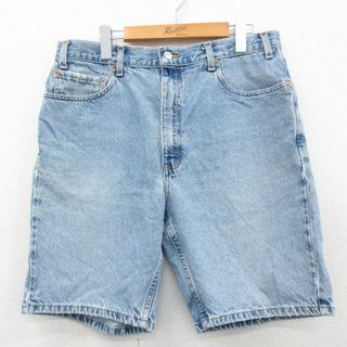 リーバイス(Levi's)のW36★古着 リーバイス Levis 505 ショート パンツ ショーツ メンズ 00年代 00s コットン 薄紺 ネイビー デニム 23jun03 中古 ボトムス 短パン ショーパン ハーフ(ワークパンツ/カーゴパンツ)